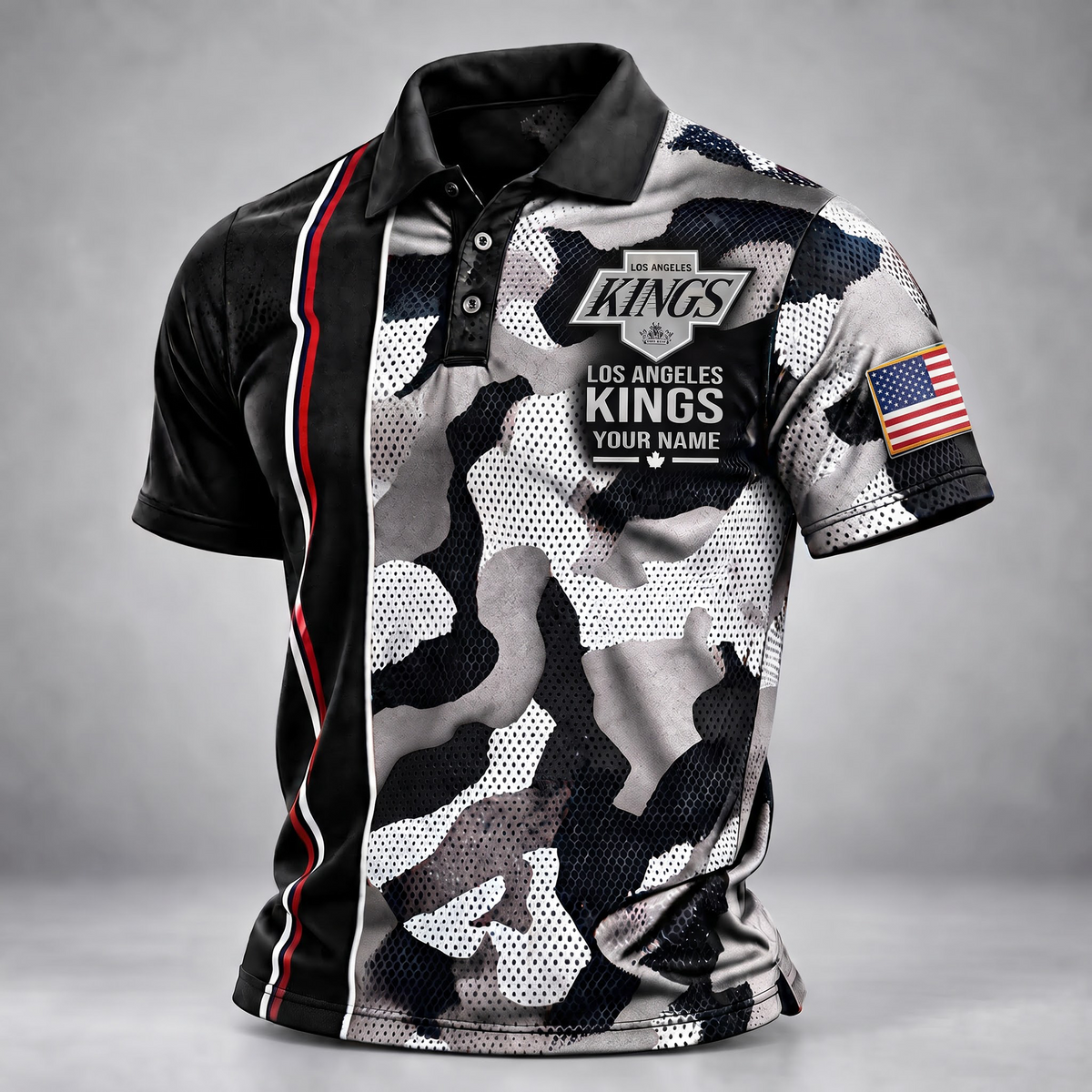 LAK x NHL x USVeteran Premium Personalized Polo Shirt