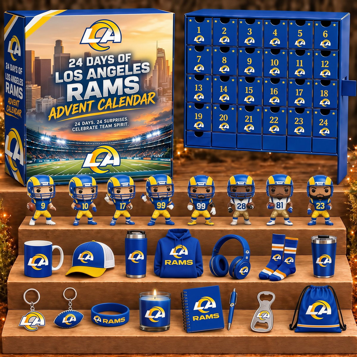 LAR X NFL Personalized 24 Days Of American Football Advent Calendar Blink Box