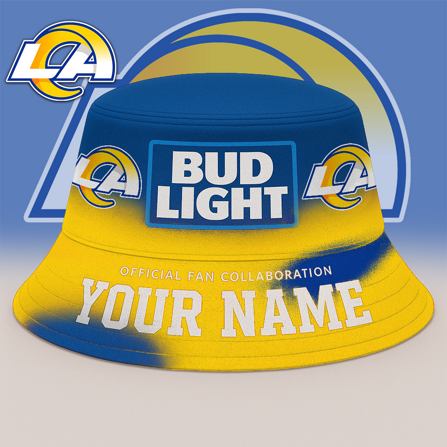 LAR x NFL Bud Light Personalized Bucket Hat DATND TANTD