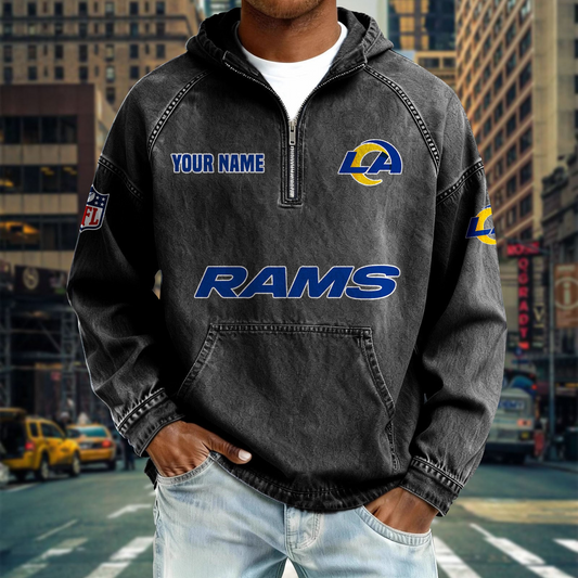 LAR x NFL Denim Long - Sleeved Hooded Sweatshirt DDT NTL