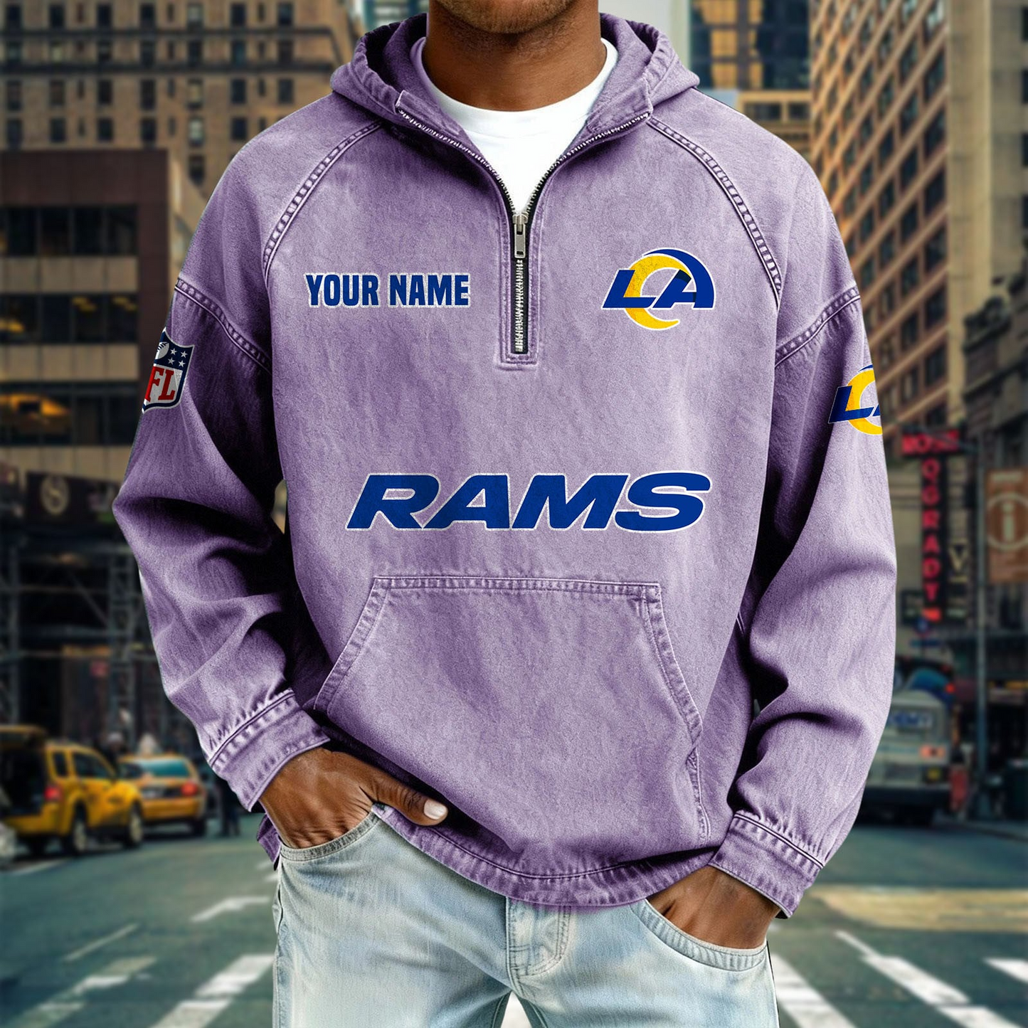 LAR x NFL Denim Long - Sleeved Hooded Sweatshirt DDT NTL