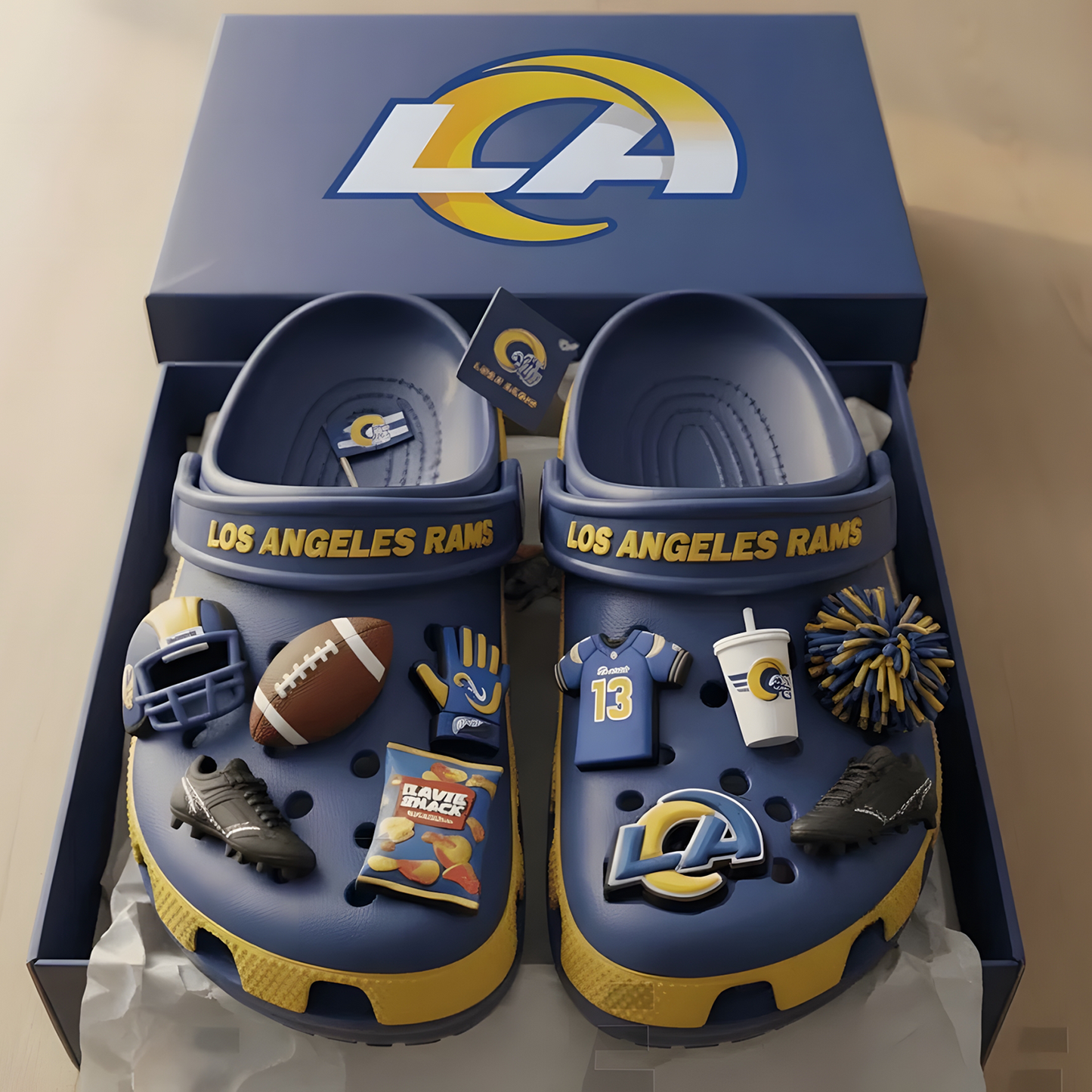 LAR x NFL Premium Crocs Clogs Shoes DATND TANTD