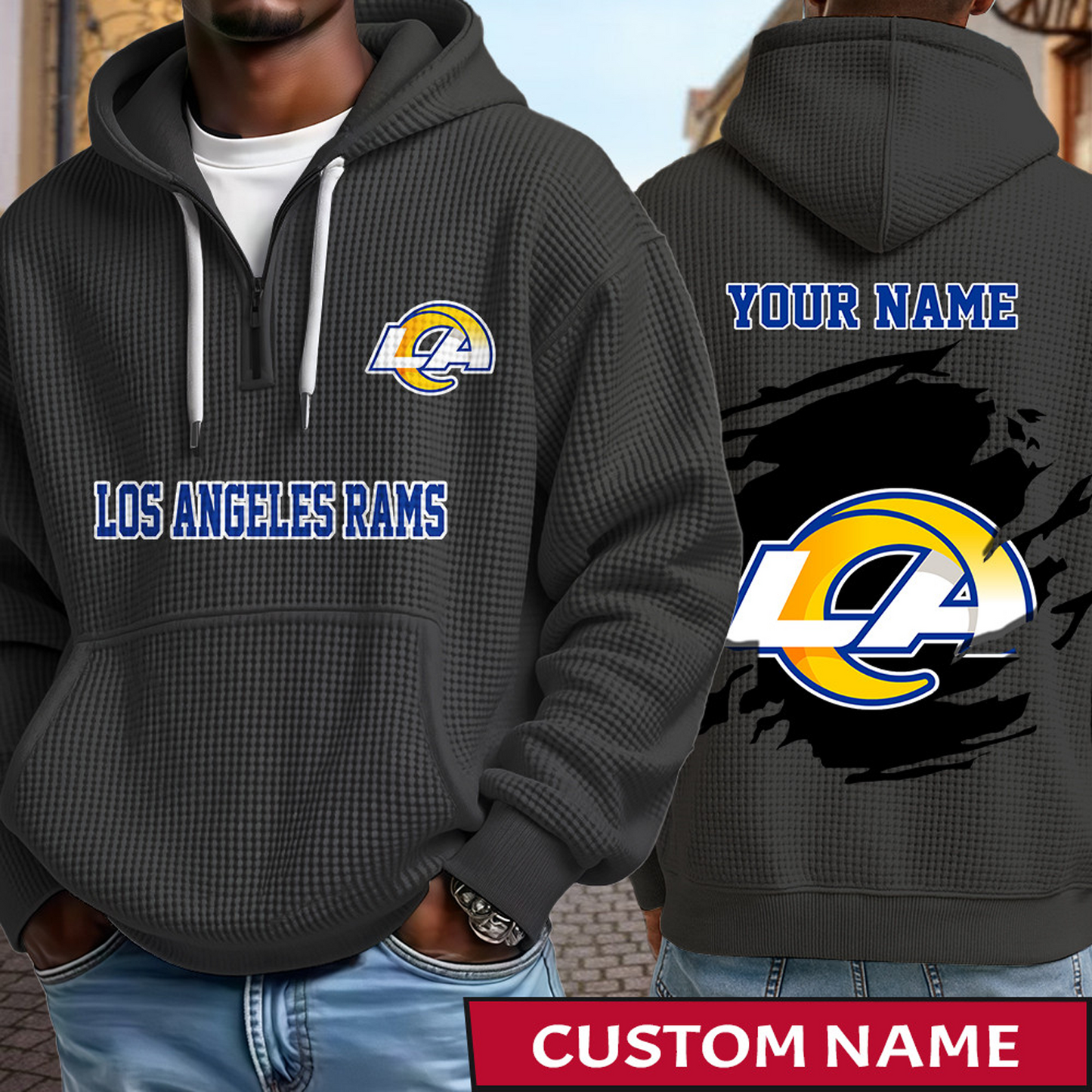 LAR x NFL Waffle Half Zip Hoodie DATND TANTD