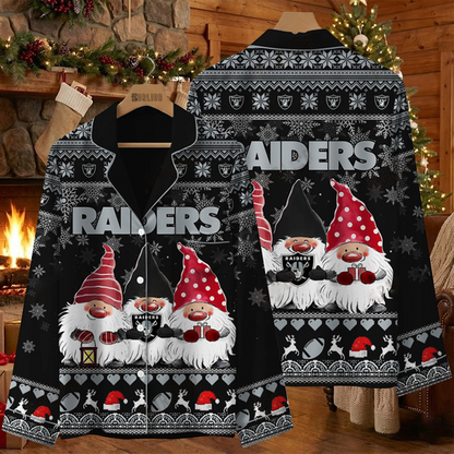 LV X NFL Unique 3 Gnomes Art Design For The 2025 Holiday Season Satin Pajamas Set