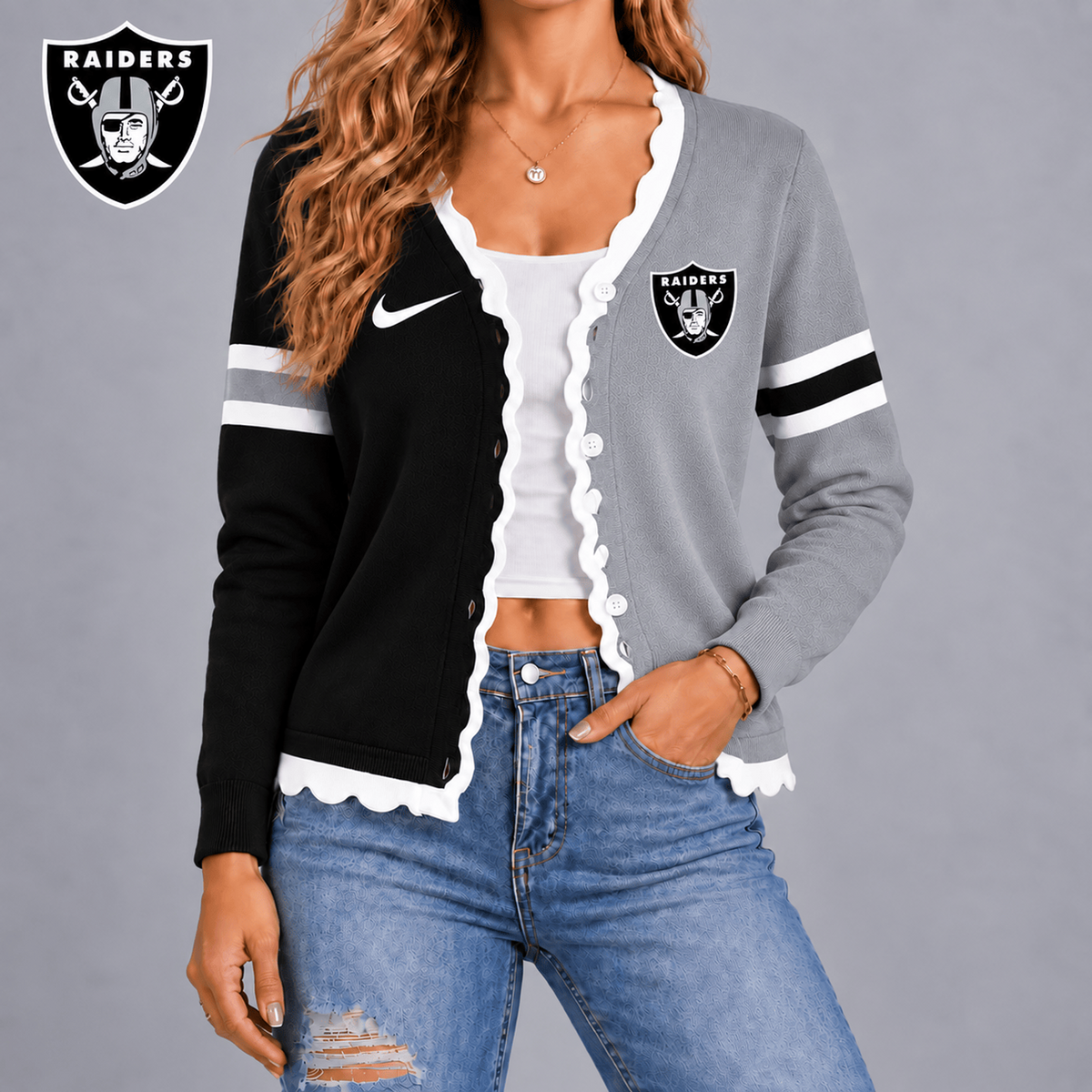LV X Premium NFL Varsity Stripe Button Cardigan