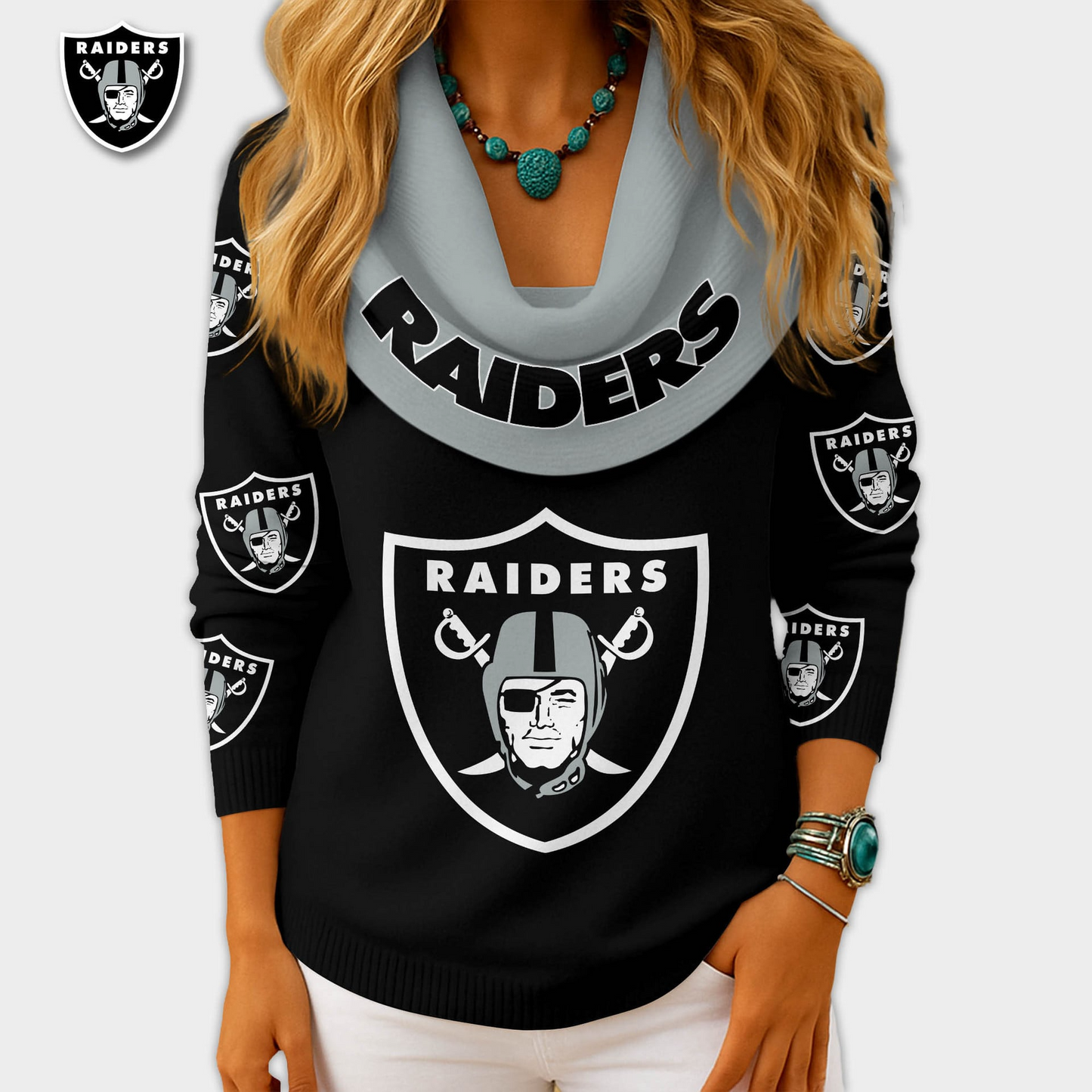 LVR Premium NFL Fan Cowl Neck Sweater 3D Shirt DDT NTL