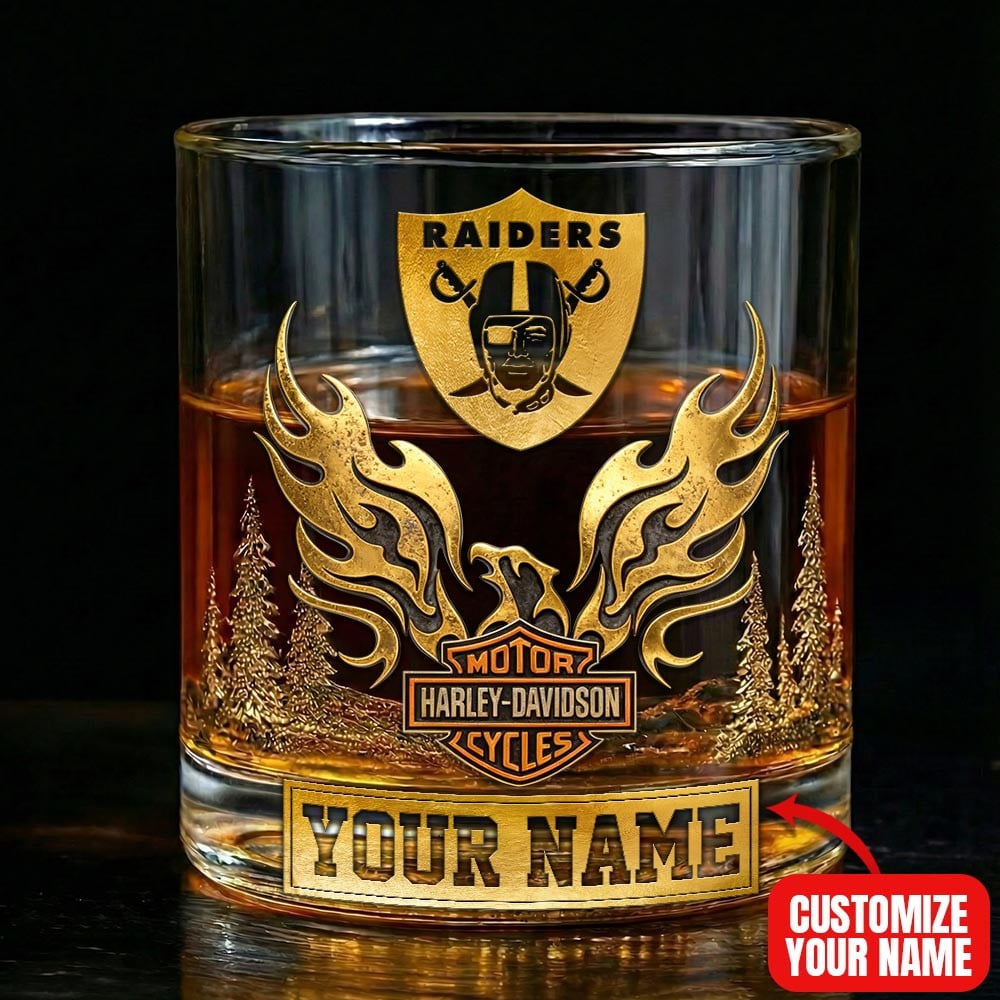 LVR Premium NFL Motorcycle Personalized Whiskey Glass DDT NTL