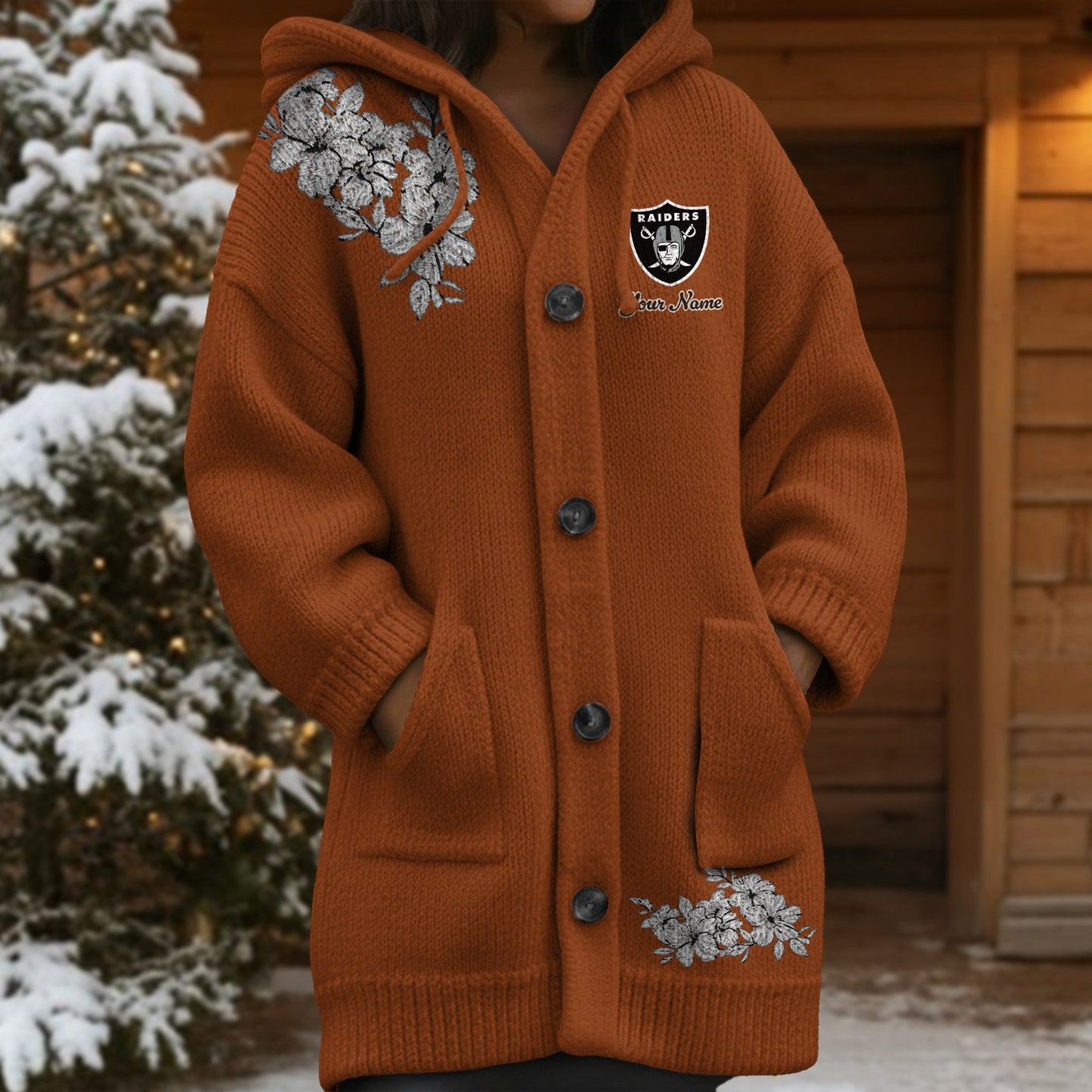 LVR x NFL Women's Casual Knitted Hooded Cardigan DATND TANTD 211125