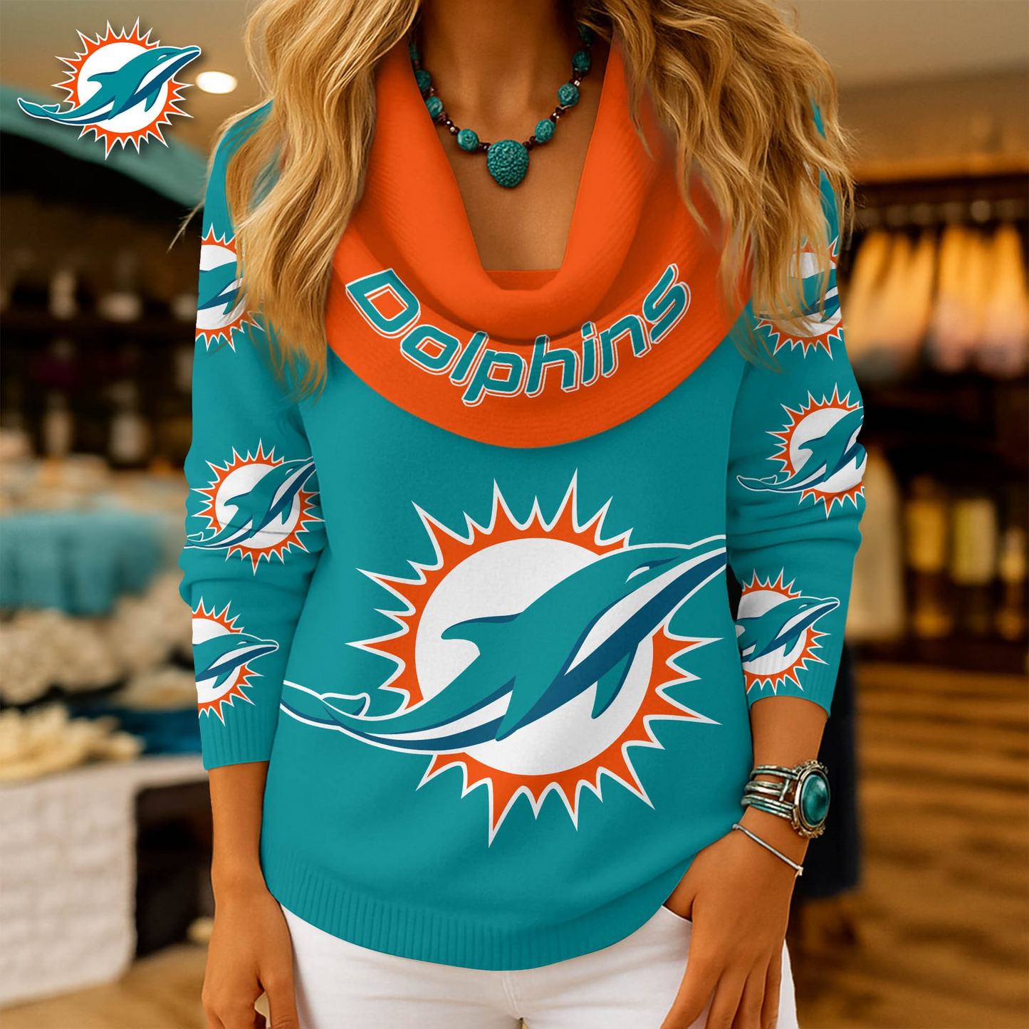 MD Premium NFL Fan Cowl Neck Sweater 3D Shirt DDT NTL