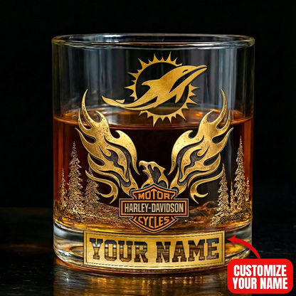 MD Premium NFL Motorcycle Personalized Whiskey Glass DDT NTL