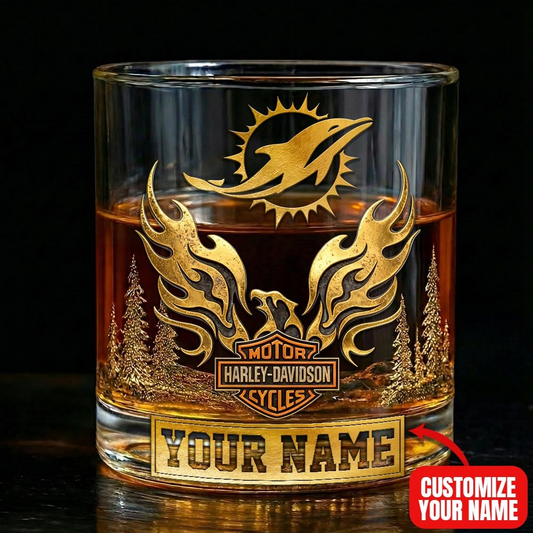 MD Premium NFL Motorcycle Personalized Whiskey Glass DDT NTL