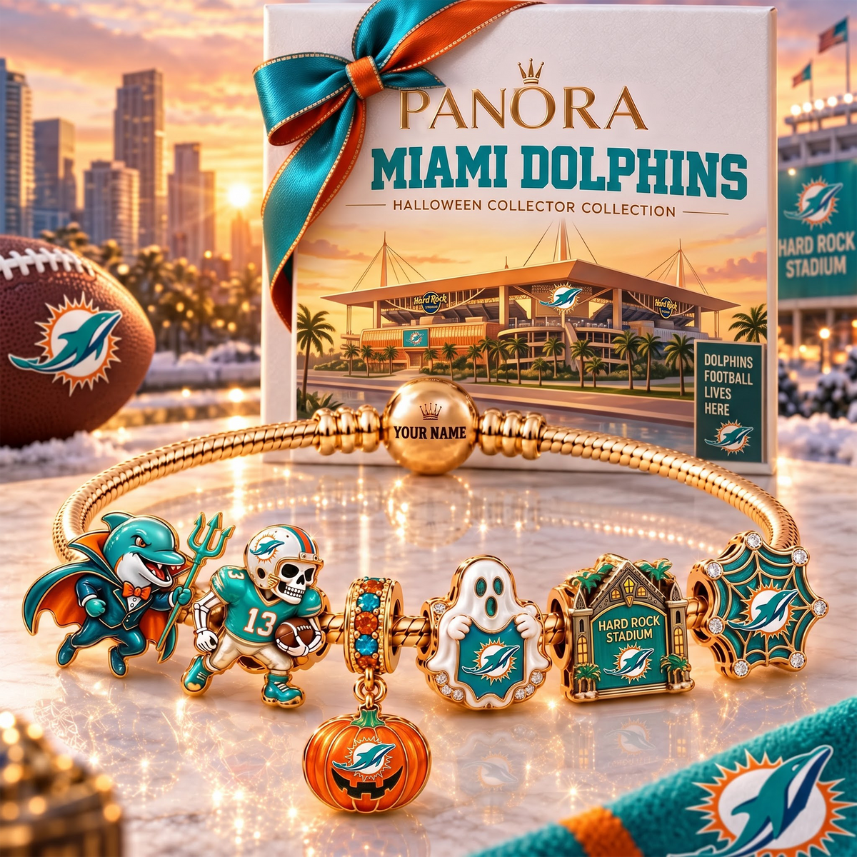 MD x Luxury NFL Gold Charm Halloween Bracelet