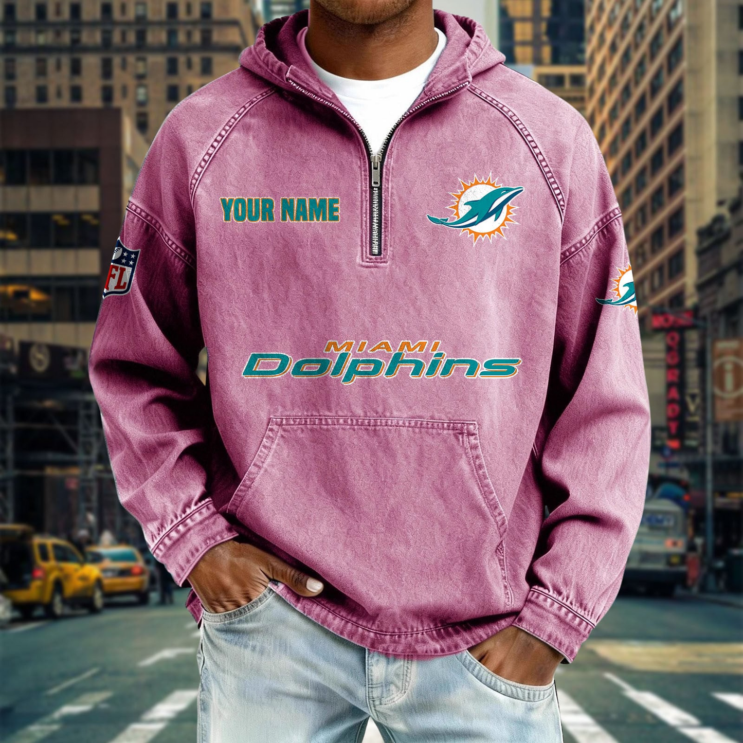 MD x NFL Denim Long - Sleeved Hooded Sweatshirt DDT NTL