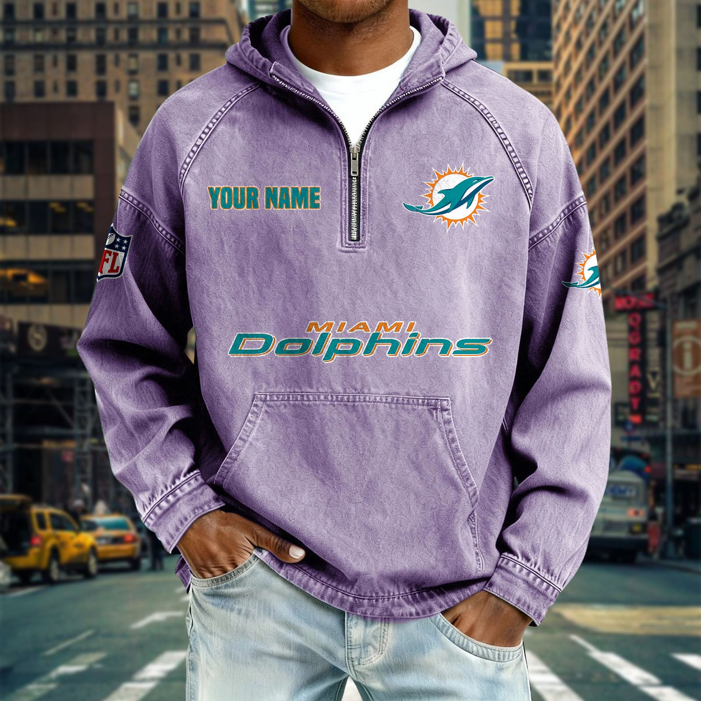 MD x NFL Denim Long - Sleeved Hooded Sweatshirt DDT NTL
