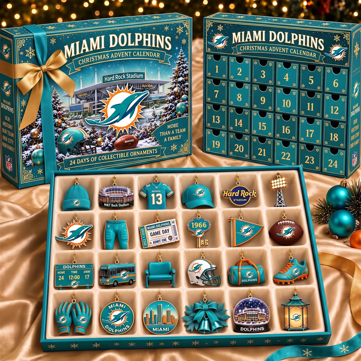 MD x NFL Team Christmas Advent Calendar Box - 24 Days Countdown Tree Ornaments Gift Set 2809 NAK TTT