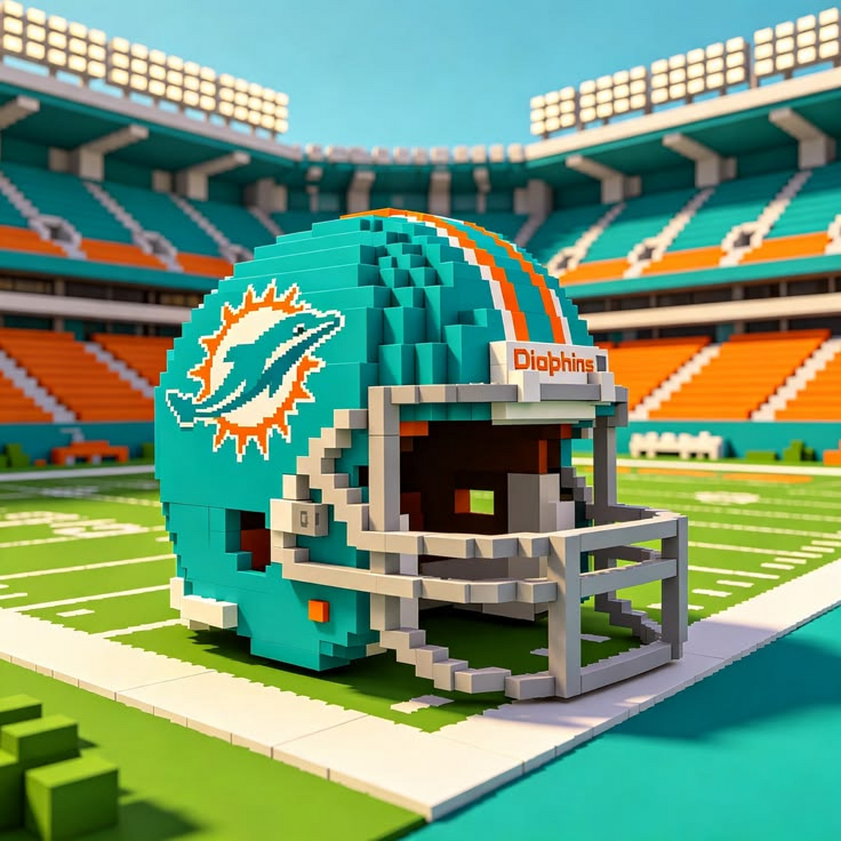 MIA X Custom NFL Game Day Football Helmet Building Block Set