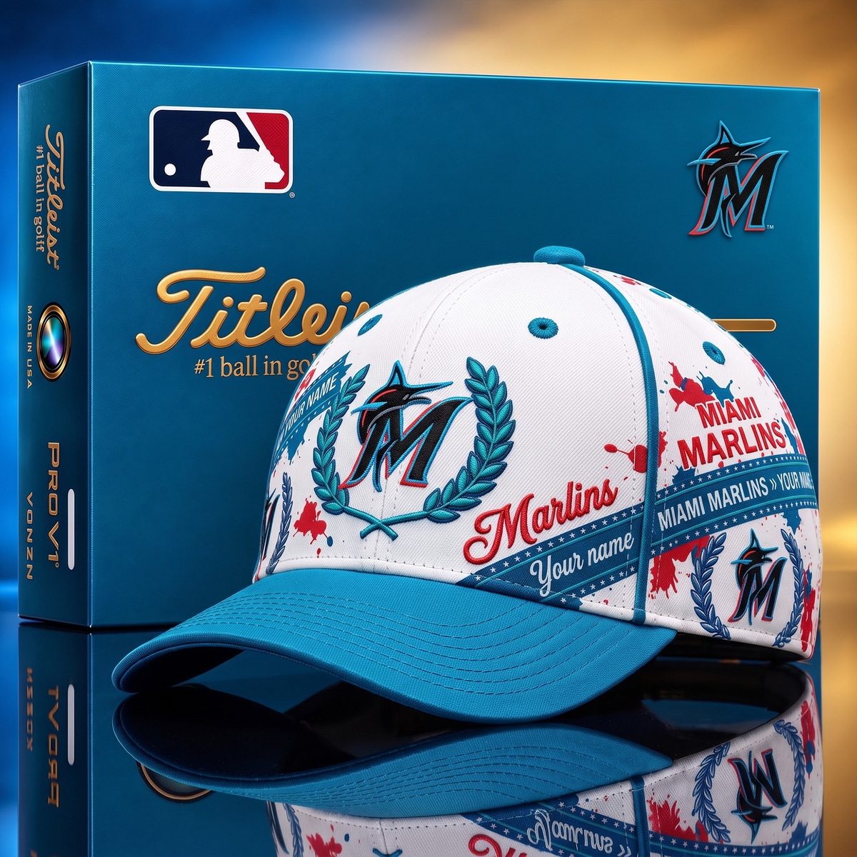 MIA X MLB Baseball Cap – Personalized Name Team Heritage Cap