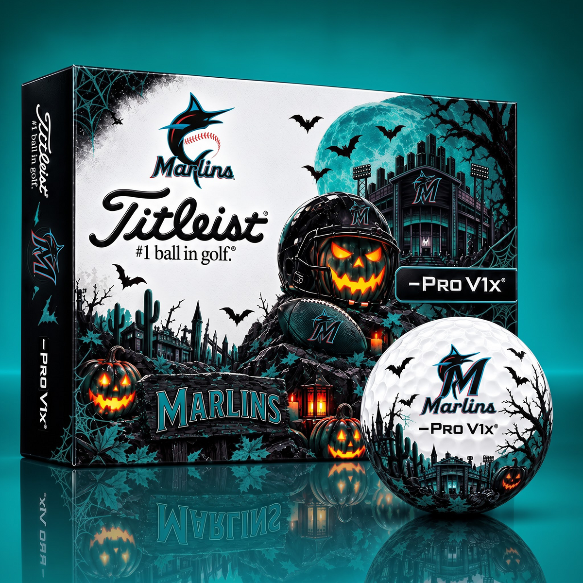 MIA X MLB Spooky Halloween Golf Balls - Titleist Pro V1 Set