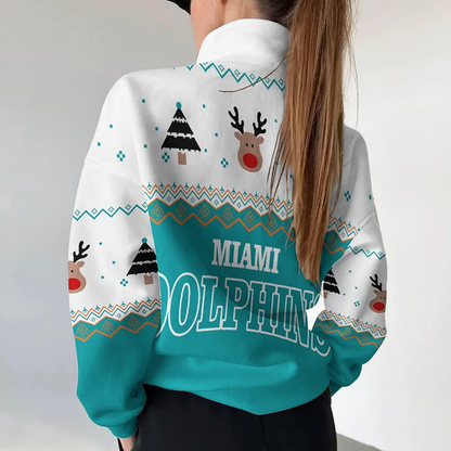 MIA X NFL Women's Outdoor Casual Stand Collar Long Sleeve Pullover DATND THUONGNH