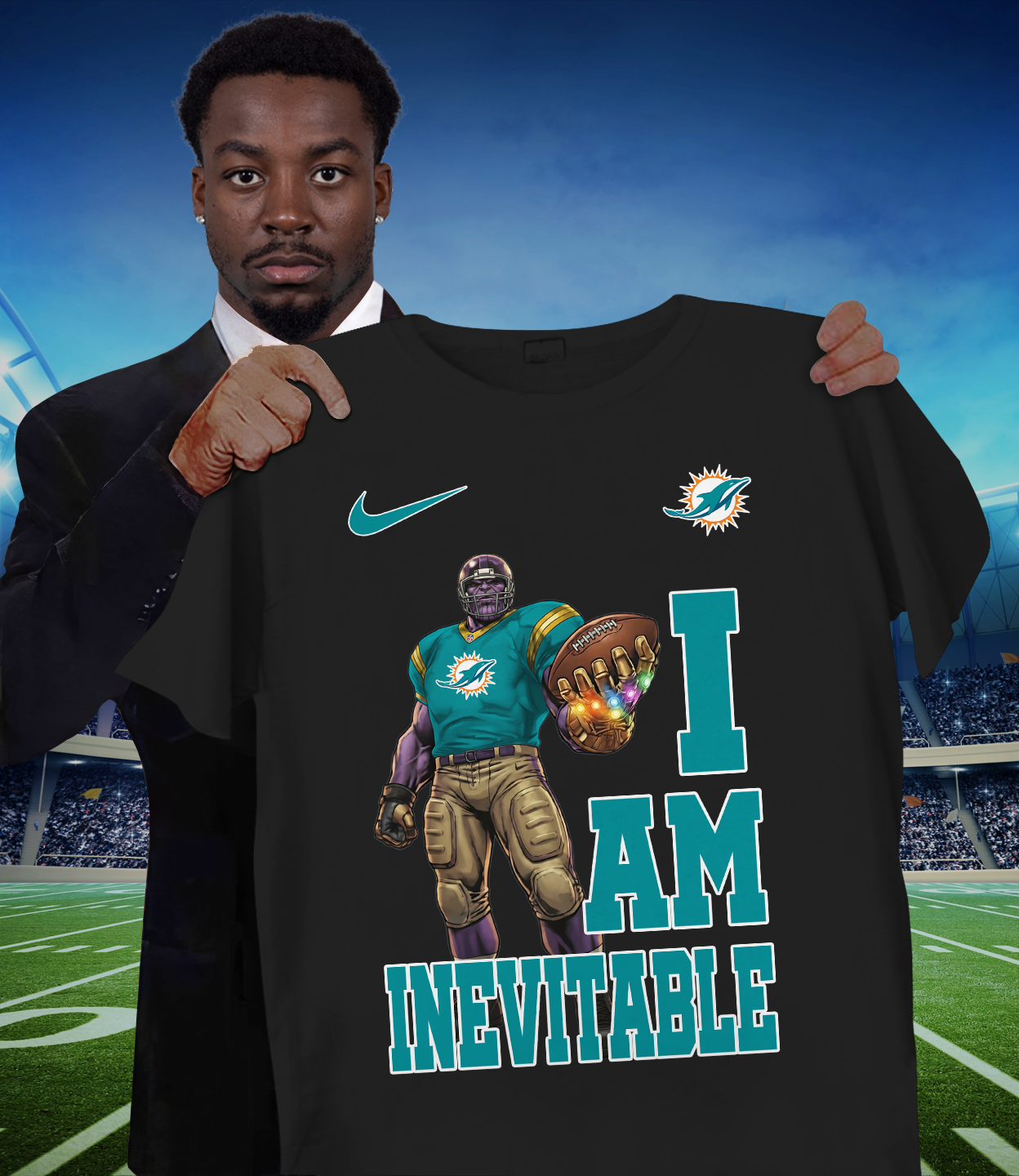MIA x NFL Thanos I Am Inevitable T-Shirt DATND TANTD