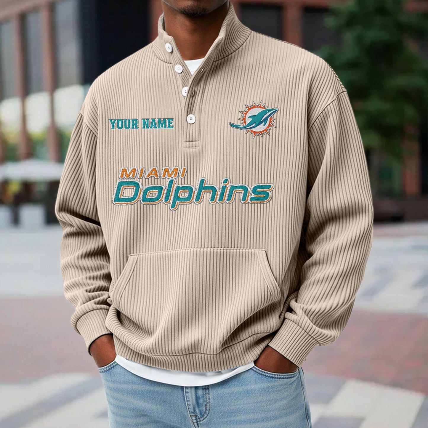 MIA x NFL Waffle High Neck Long Sleeved Sweatshirt DATND TANTD 221125