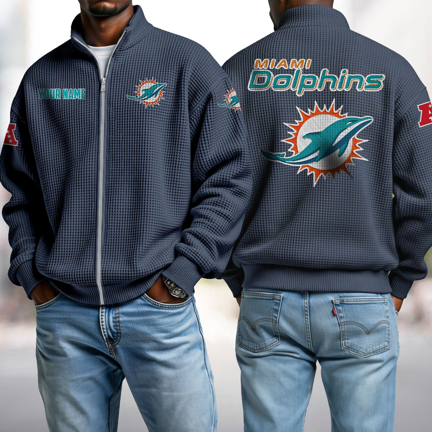 MIA x NFL Waffle Zip-Up Sweatshirt DatND DVT