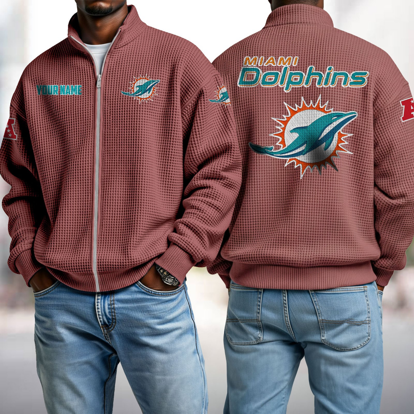 MIA x NFL Waffle Zip-Up Sweatshirt DatND DVT