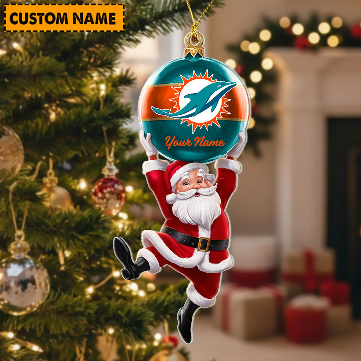 MIA x Personalized NFL Acrylic Ornament Christmas DATND TANTD