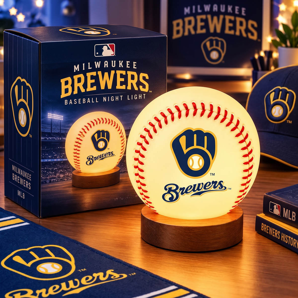 MIL X MLB Baseball Night Light Lamp