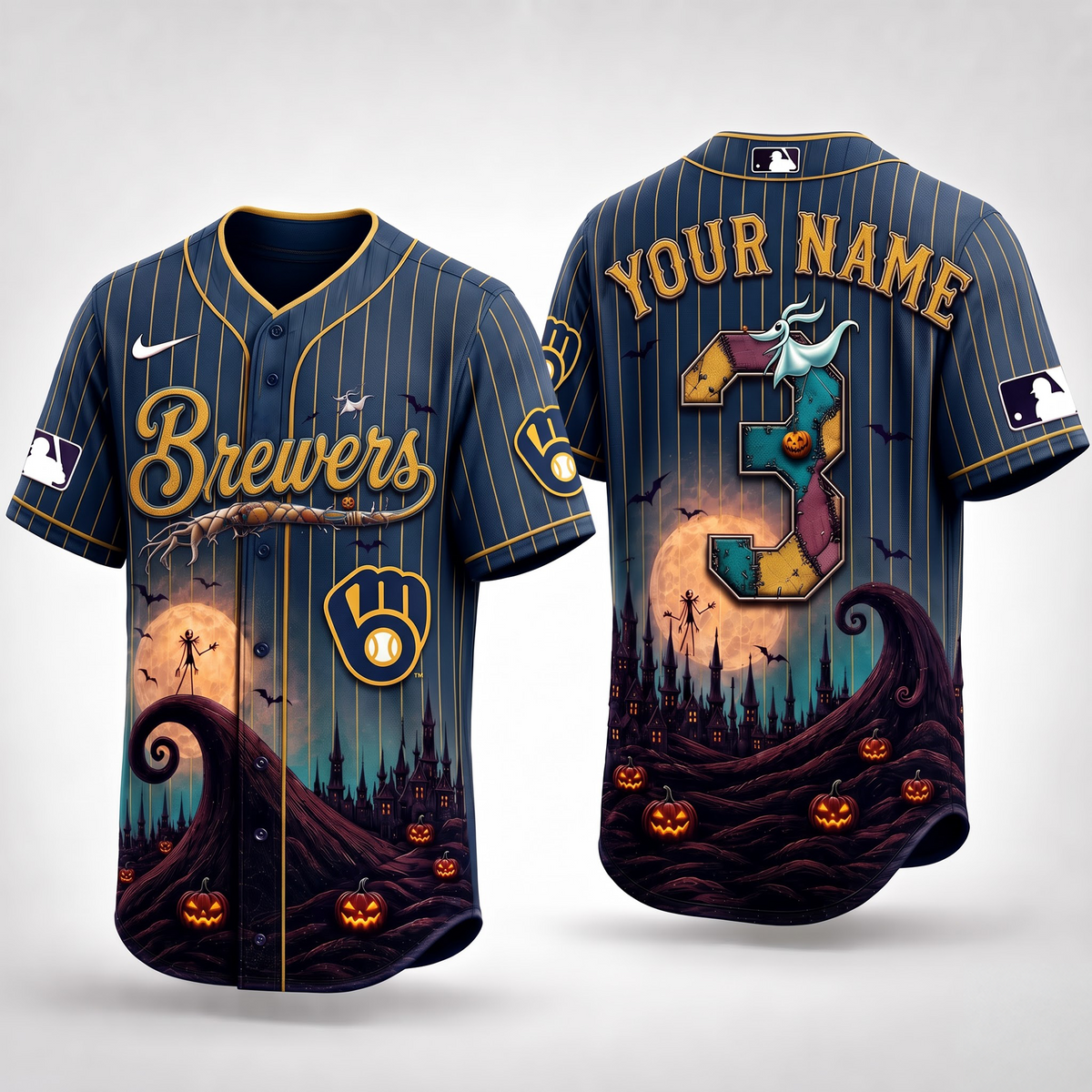 MIL X Premium MLB Haunted Moon Halloween Baseball Jersey