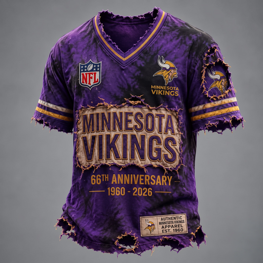 MIN X Custom Football Fan Distressed V-Neck Shirt