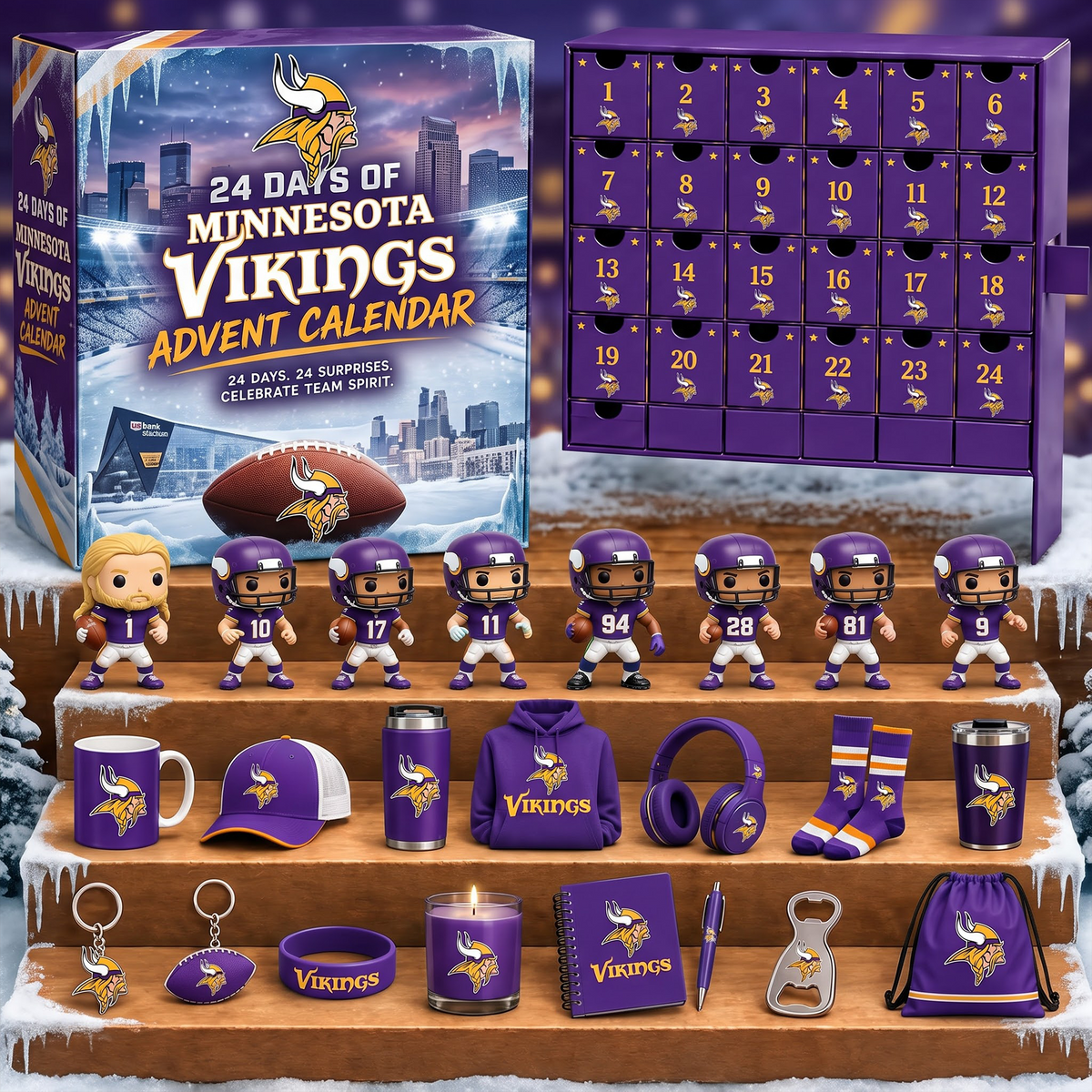 MIN X NFL Personalized 24 Days Of American Football Advent Calendar Blink Box
