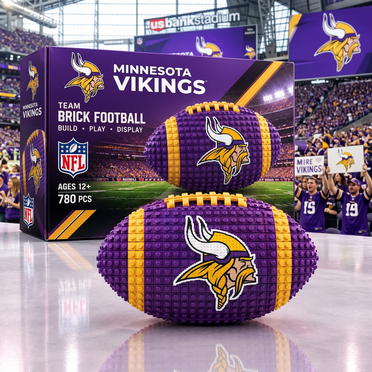 MIN X NFL Team Brick Football Building Set – 3D Bricks Collector Model