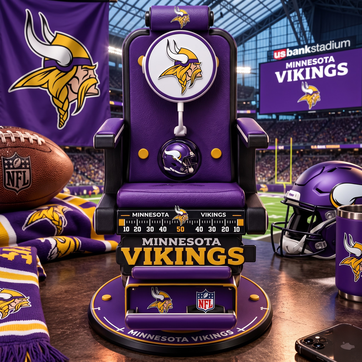 MIN X Personalized NFL Fan Barber Chair Desk Phone Stand