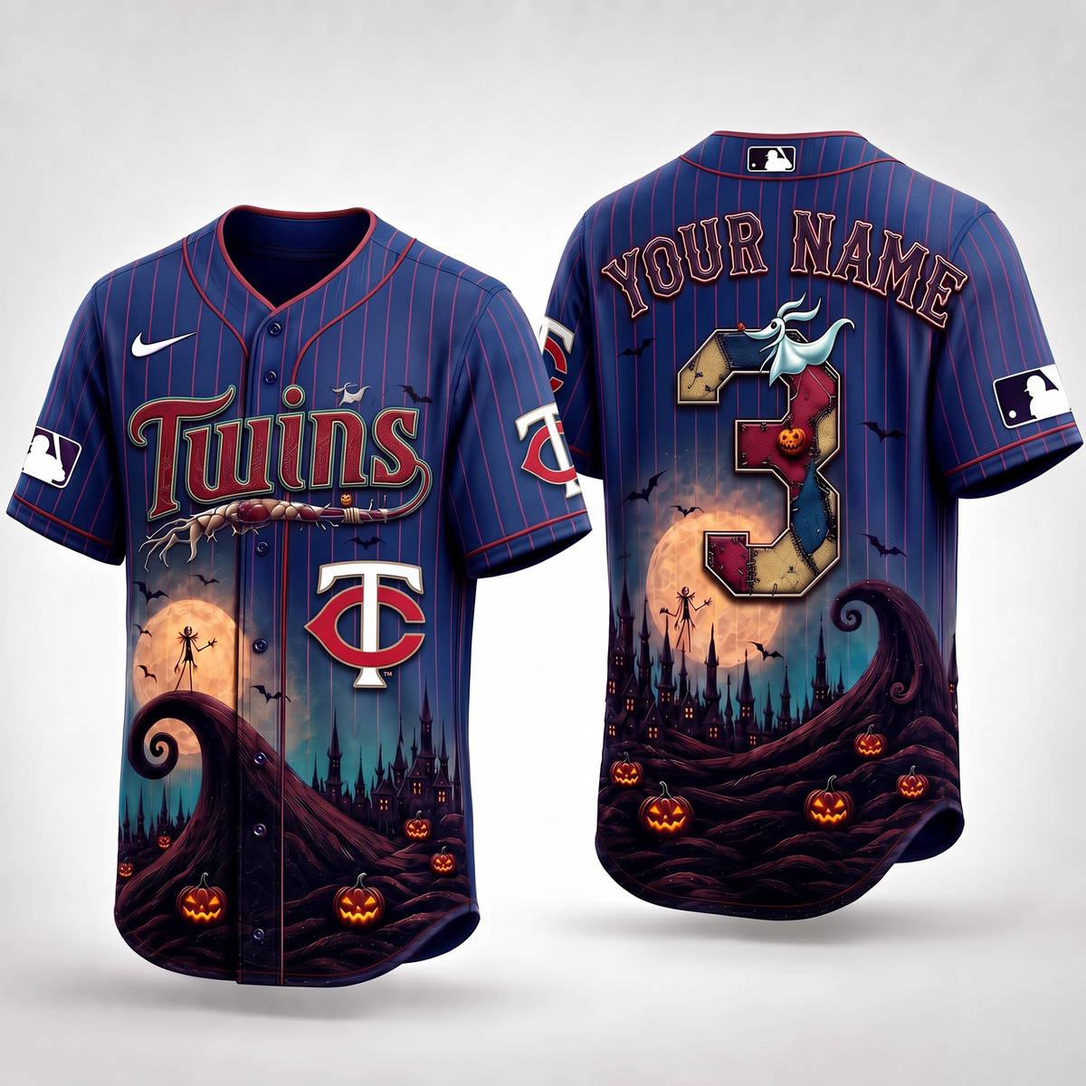 MIN X Premium MLB Haunted Moon Halloween Baseball Jersey