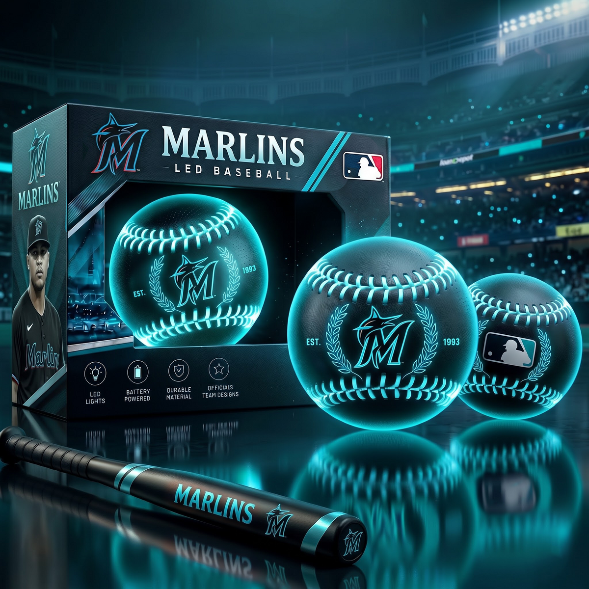 MM x Custom MLB Light-Up LED Baseball Gift Set