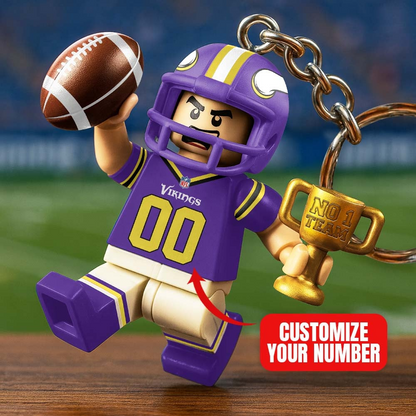 MV Premium NFL Lego No. 1 Team Personalized Key Chain DDT NTL