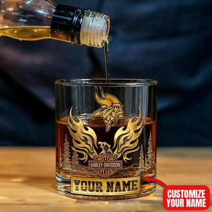 MV Premium NFL Motorcycle Personalized Whiskey Glass DDT NTL