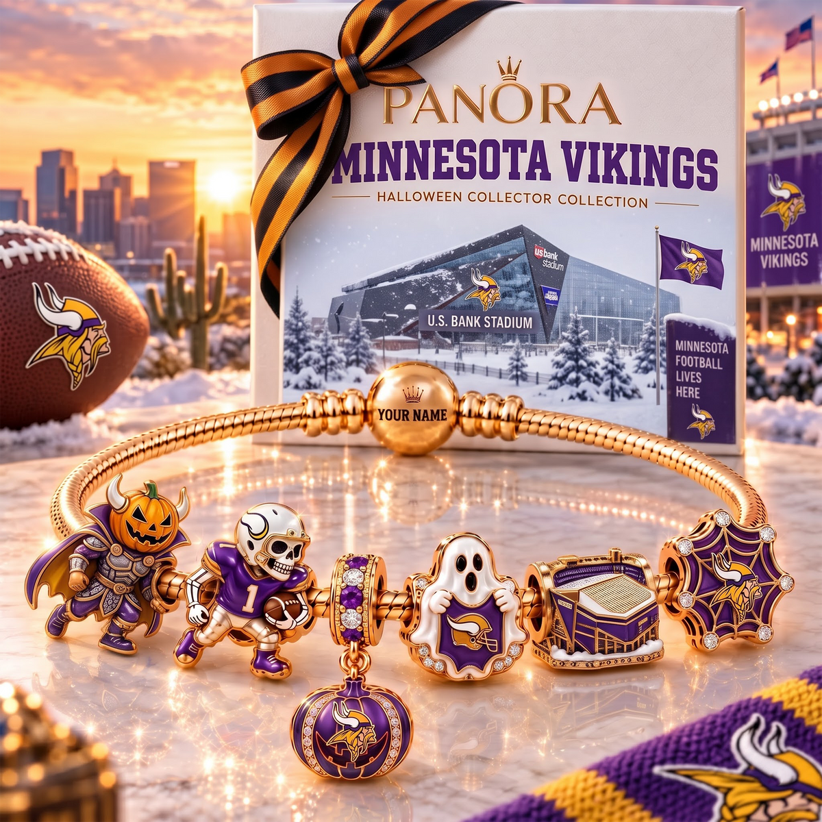 MV x Luxury NFL Gold Charm Halloween Bracelet