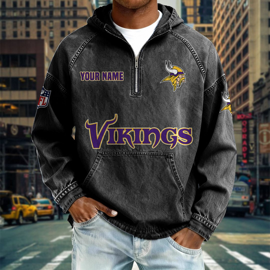 MV x NFL Denim Long - Sleeved Hooded Sweatshirt DDT NTL