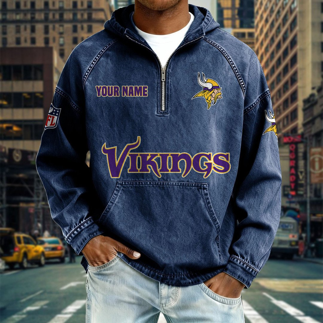 MV x NFL Denim Long - Sleeved Hooded Sweatshirt DDT NTL