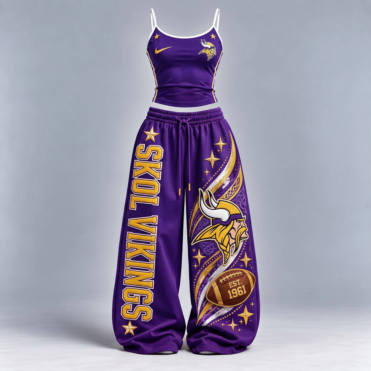 MV x Premium NFL Sports-Inspired Cami & Wide-Leg Pants Set