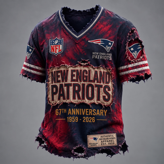 NE X Custom Football Fan Distressed V-Neck Shirt