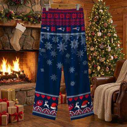 NE X NFL Unique 3 Gnomes Art Design For The 2025 Holiday Season Satin Pajamas Set