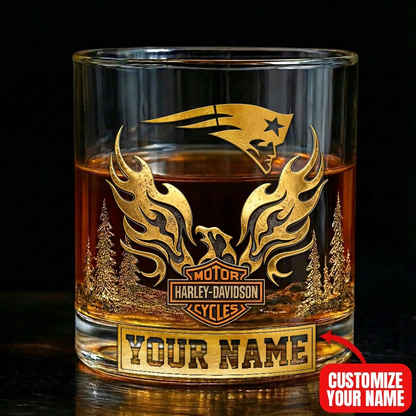 NEP Premium NFL Motorcycle Personalized Whiskey Glass DDT NTL