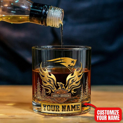 NEP Premium NFL Motorcycle Personalized Whiskey Glass DDT NTL