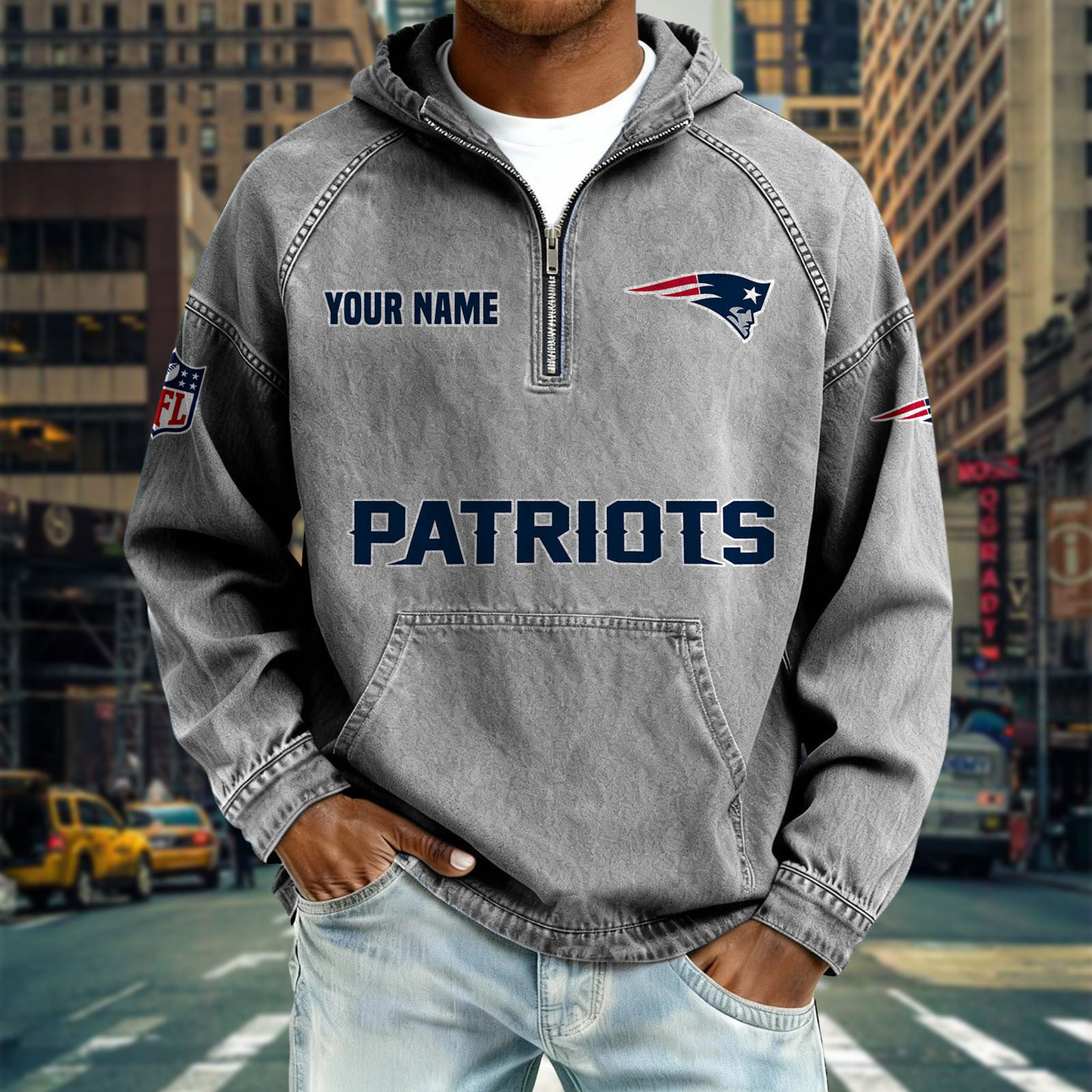 NEP x NFL Denim Long - Sleeved Hooded Sweatshirt DDT NTL