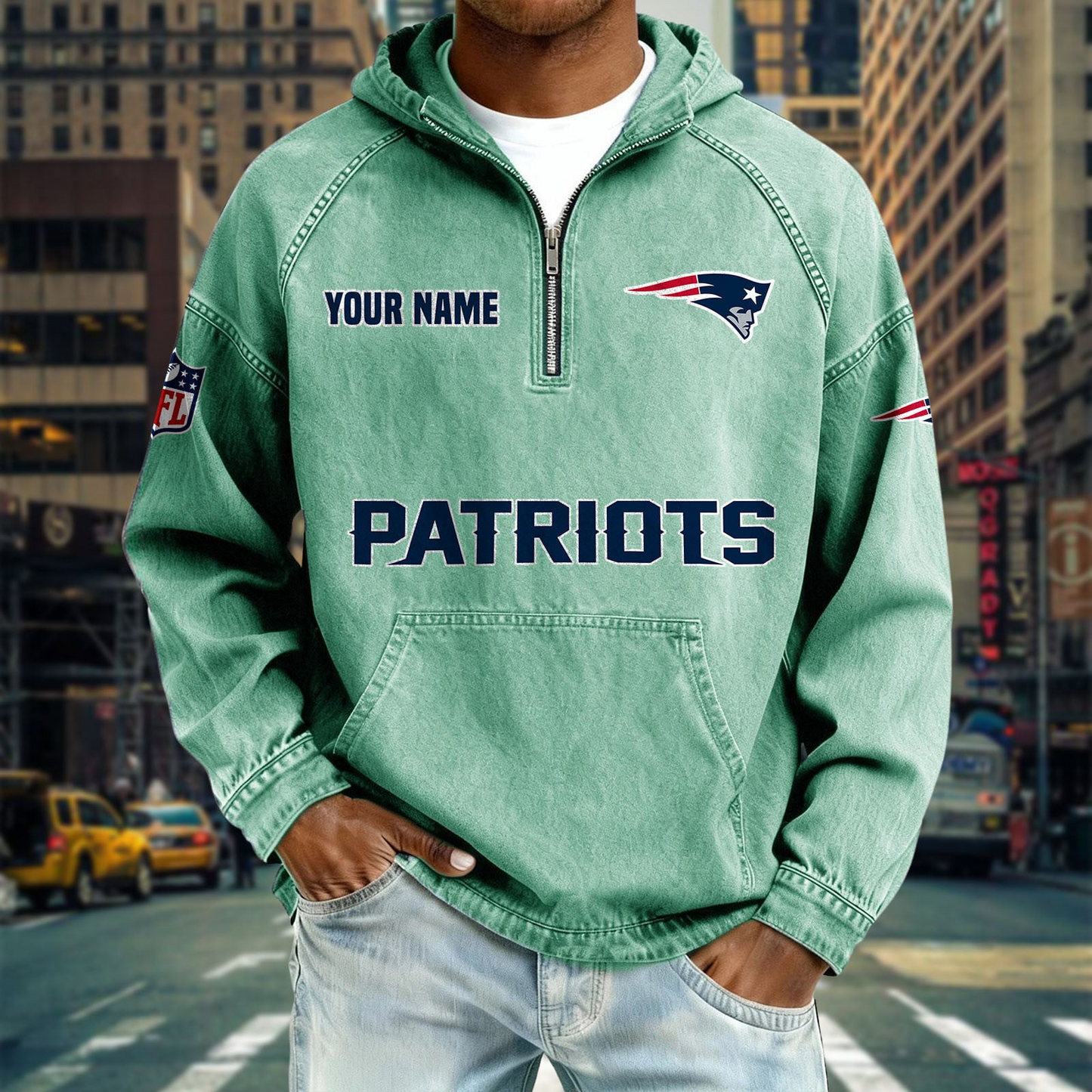 NEP x NFL Denim Long - Sleeved Hooded Sweatshirt DDT NTL