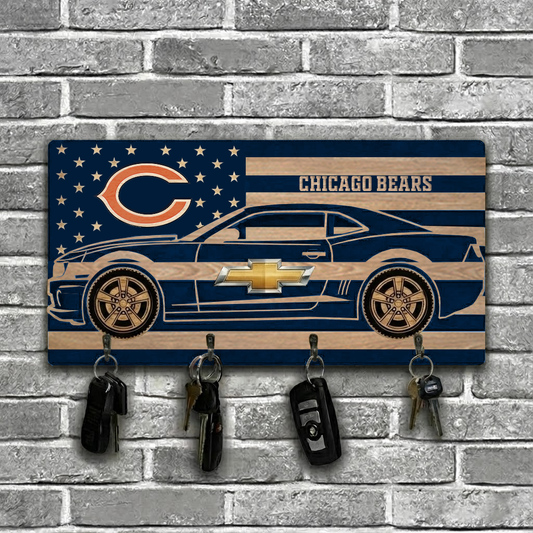 NFL x CHI Team Camaro Z28 Wooden Key Holder HLP HLPHUONG