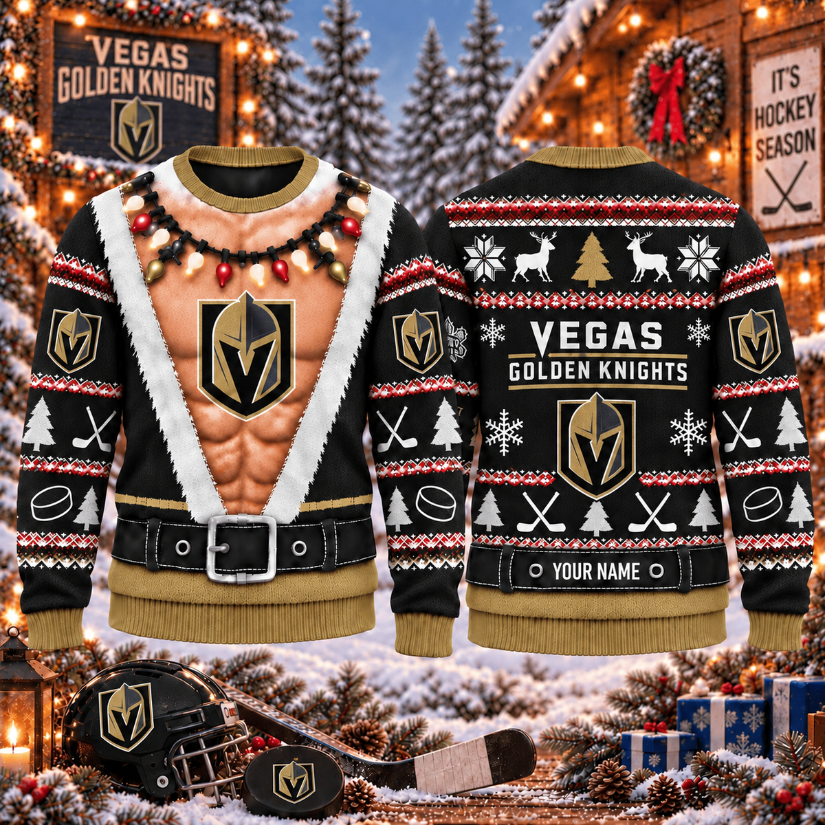 NHL x VEG Christmas Personalized Name Ugly Sweater